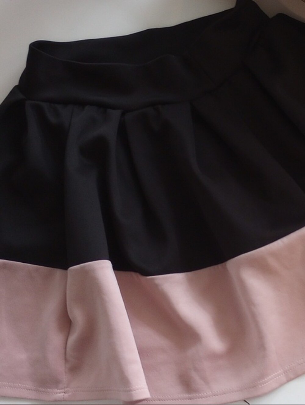 Stoosh Black and Light Pink Two-Tone Mini Skirt